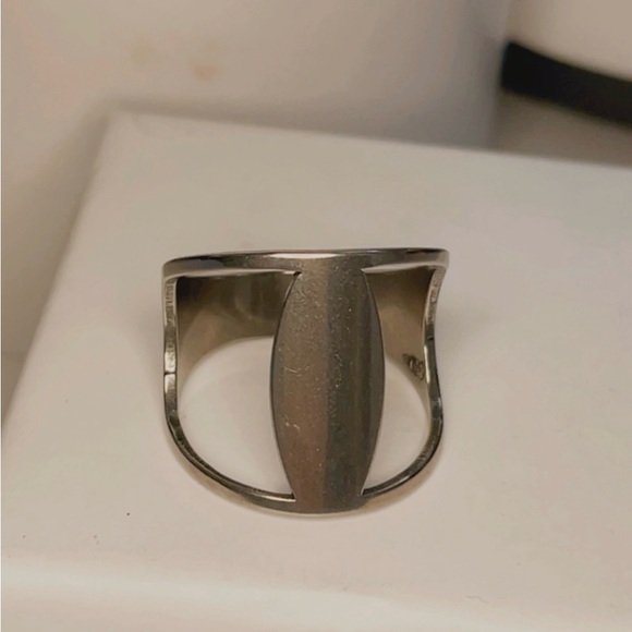 NWT Silver Stainless Steel Ring, Unisex Geometric Laser Cut Pattern Size 9 - Picture 7 of 17